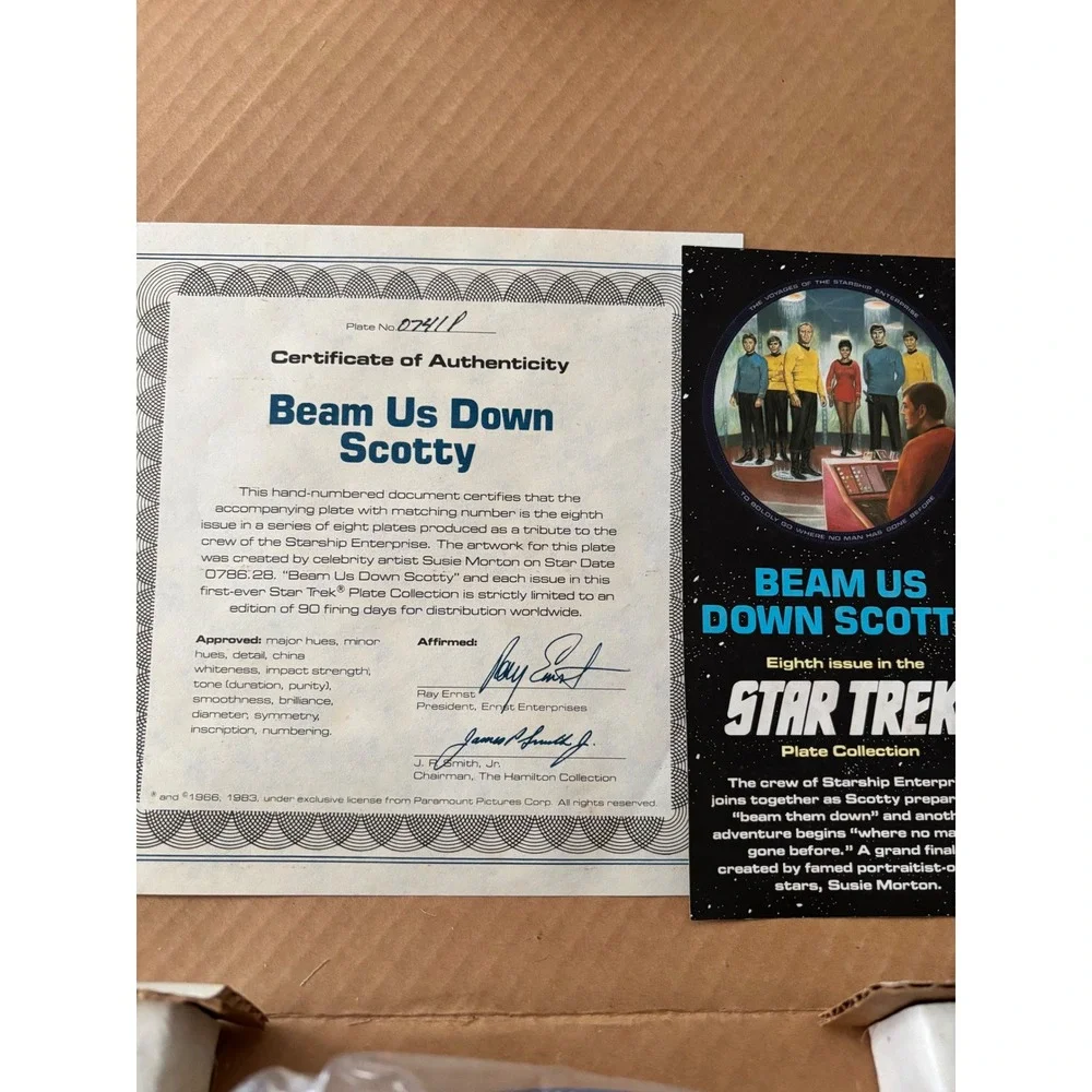 Star Trek Beam Us Down‎ Scotty Collector Plate Susie Morton Hamilton 1983 COA